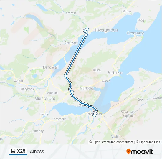 X25 Bus Line Map