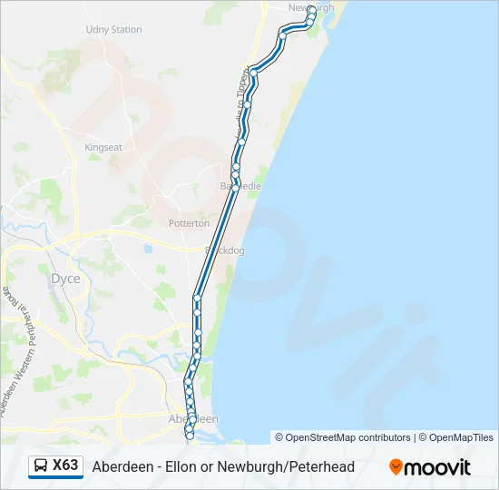X63 Bus Line Map