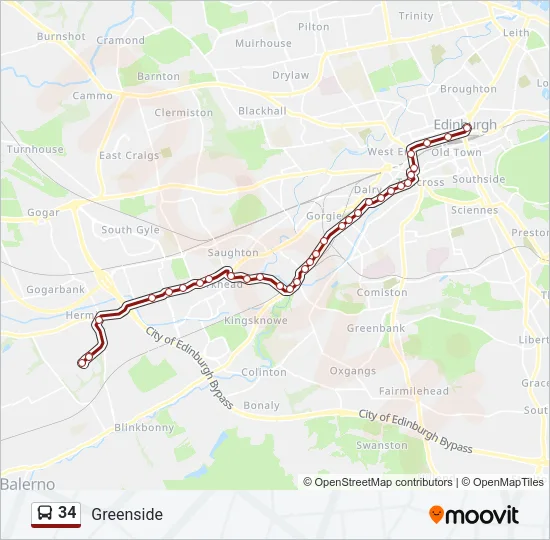 34 Bus Line Map