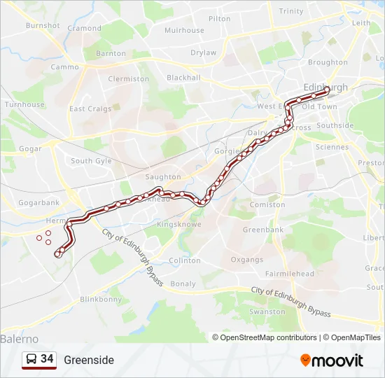 34 Bus Line Map