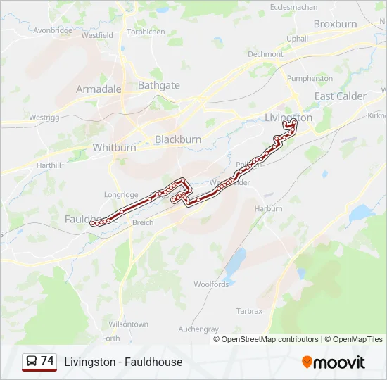 74 Bus Line Map