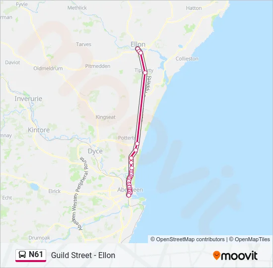 N61 Bus Line Map