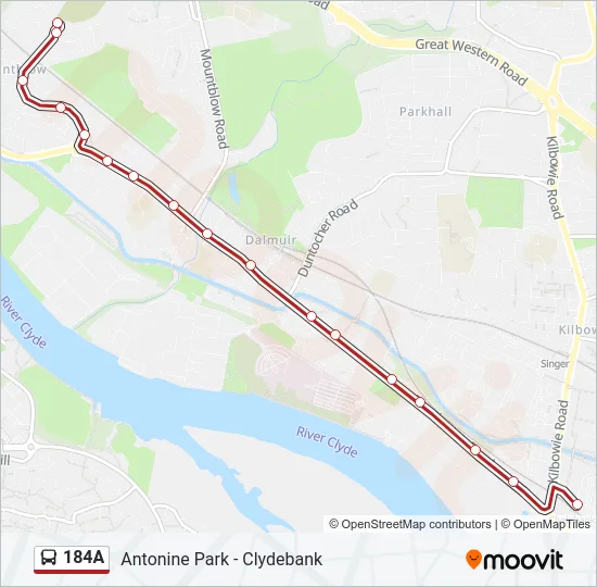 184A Bus Line Map