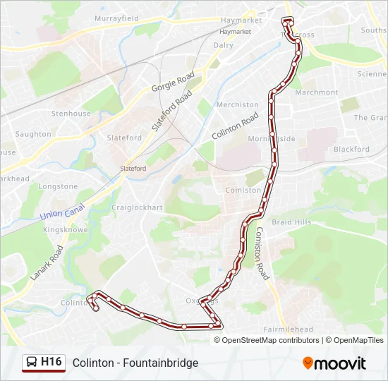 H16 Bus Line Map