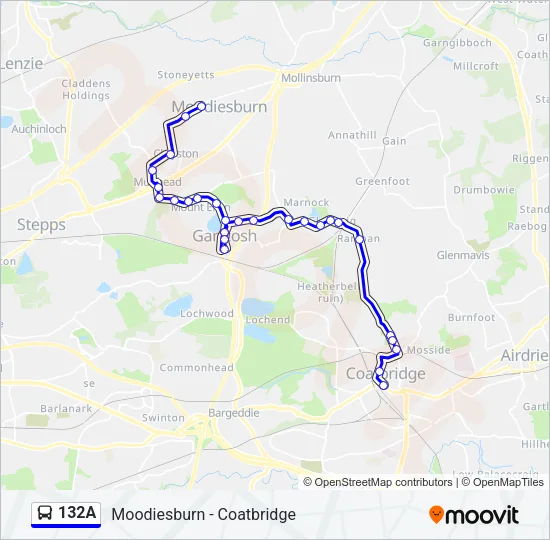 132A Bus Line Map
