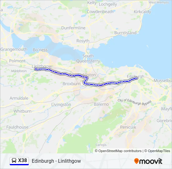 X38 Bus Line Map