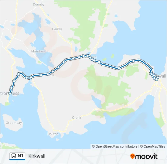 N1 Bus Line Map