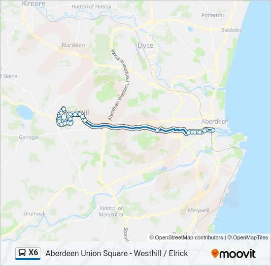X6 Bus Line Map