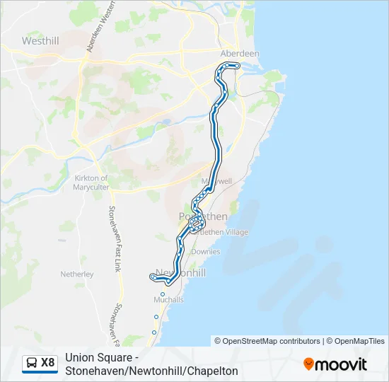 X8 Bus Line Map