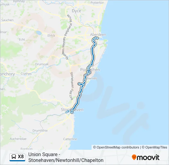 X8 Bus Line Map