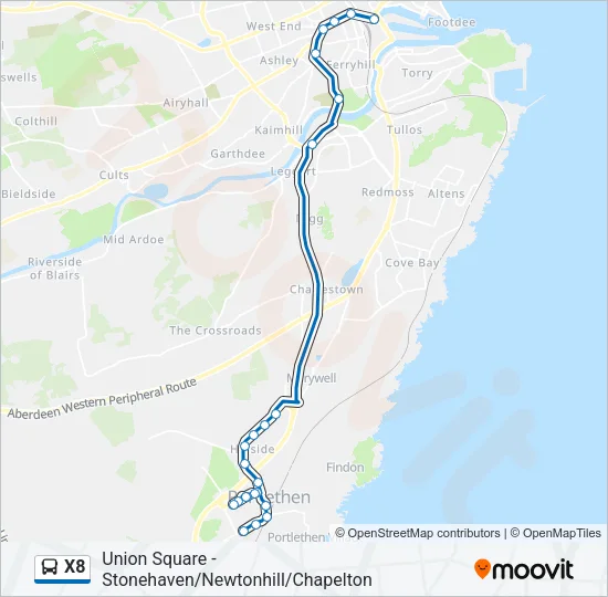 X8 Bus Line Map