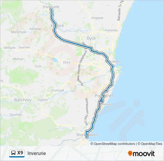 X9 Bus Line Map