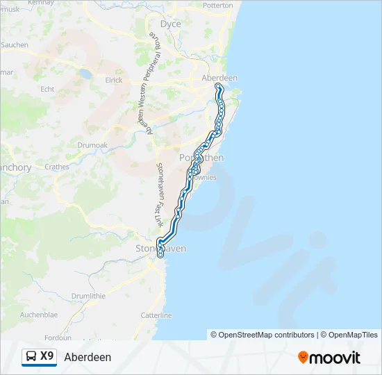 X9 Bus Line Map