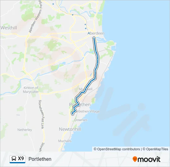 X9 Bus Line Map
