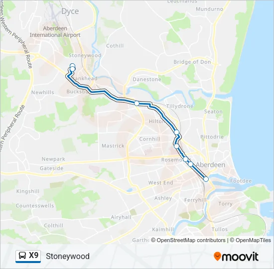 X9 Bus Line Map