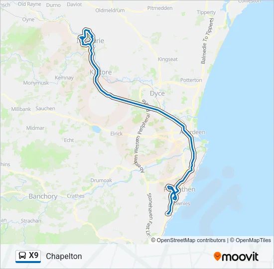 X9 Bus Line Map