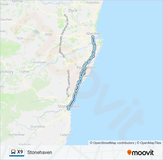 X9 Bus Line Map