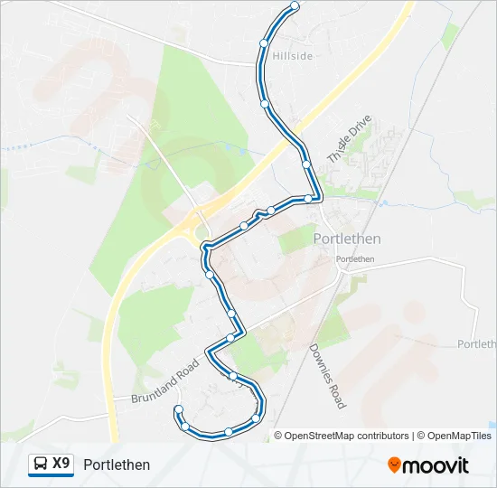 X9 Bus Line Map