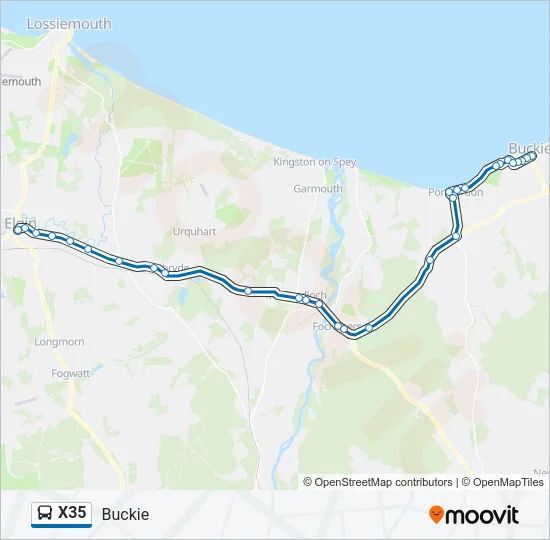 X35 Bus Line Map