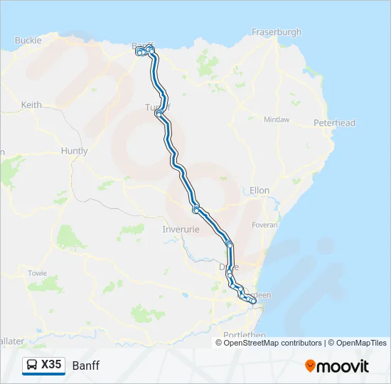 X35 Bus Line Map