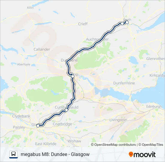 MEGABUS M8 Bus Line Map
