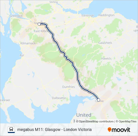 MEGABUS M11 Bus Line Map