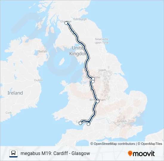 MEGABUS M19 Bus Line Map