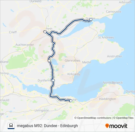 MEGABUS M92 Route: Schedules, Stops & Maps - Edinburgh (Updated)