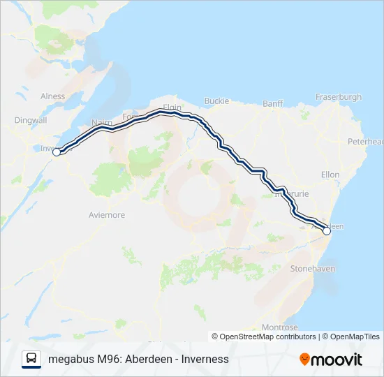 MEGABUS M96 Bus Line Map