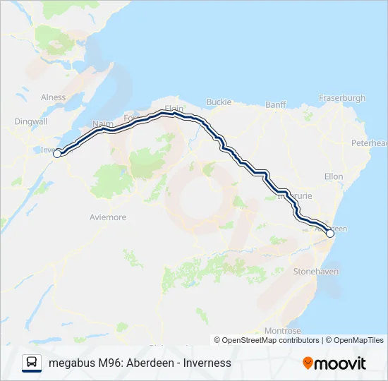 MEGABUS M96 Bus Line Map