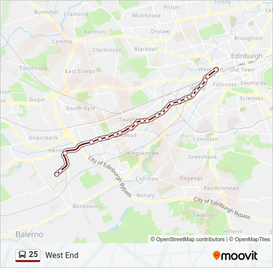25 Bus Line Map