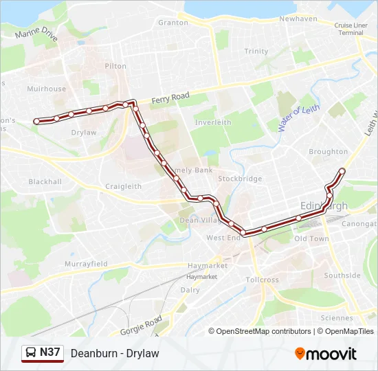 N37 Bus Line Map