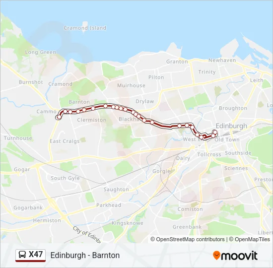 X47 Bus Line Map