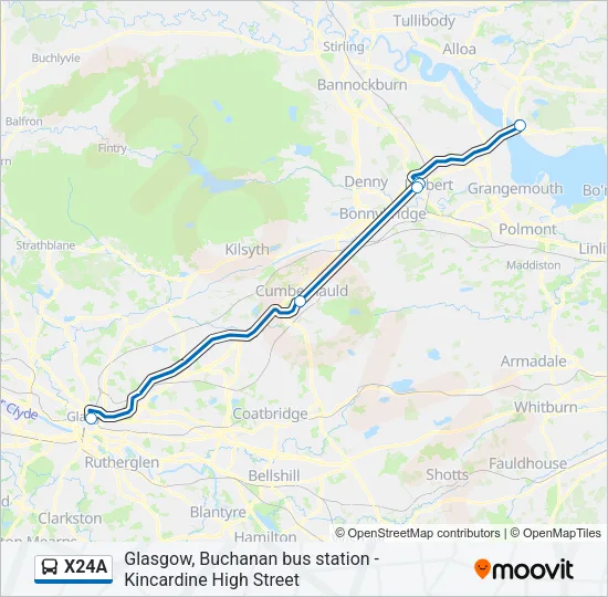 X24A Bus Line Map