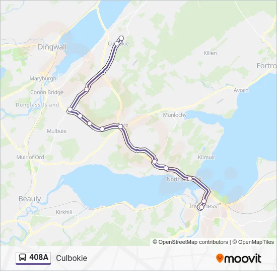 408A Route - Inverness - Culbokie: Schedules, Stops & Maps (Updated)