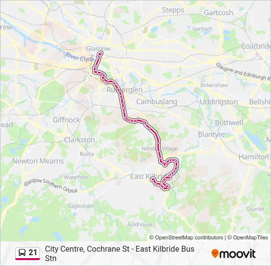 21 Route: Schedules, Stops & Maps - Glasgow (Updated)