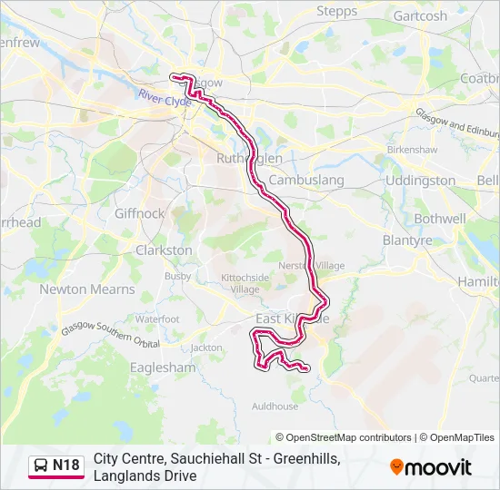 N18 Bus Line Map