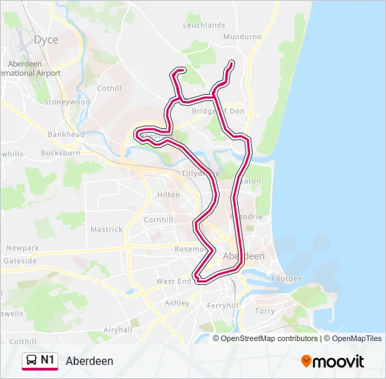 N1 Bus Line Map
