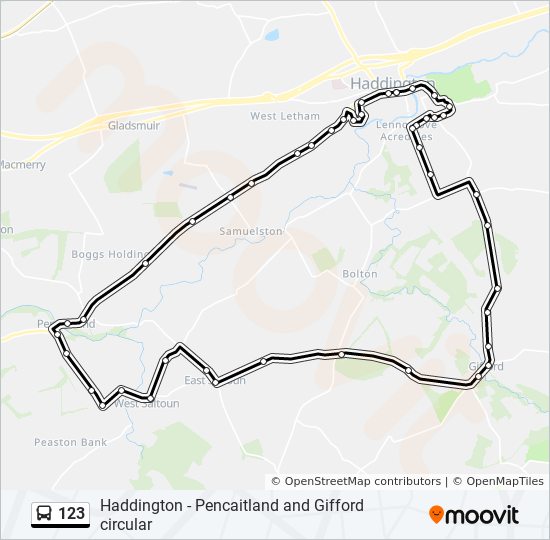 Bus 123 Route Map 123 Route: Schedules, Stops & Maps - Haddington (Updated)