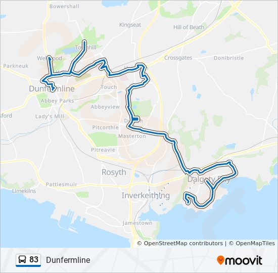 Bus 83 Route Map 83 Route: Schedules, Stops & Maps - Dunfermline (Updated)