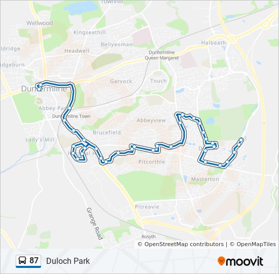 Bus 87 Route Map 87 Route: Schedules, Stops & Maps - Duloch Park (Updated)