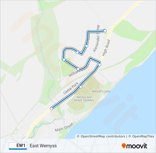 EW1 bus Line Map