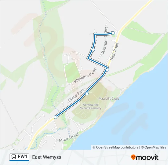 EW1 Bus Line Map
