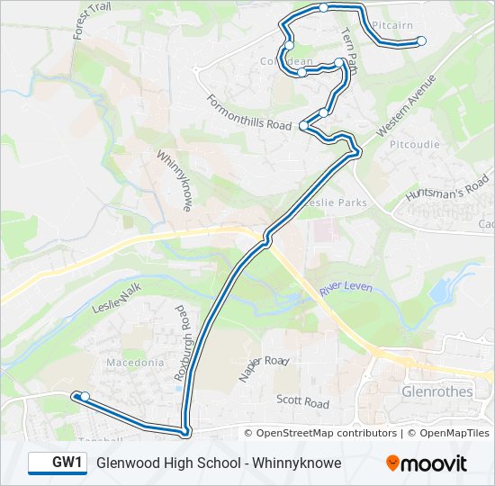 GW1 bus Line Map