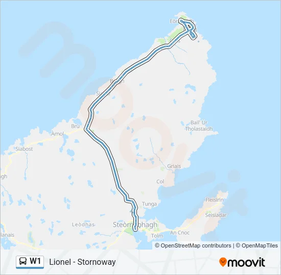 W1 Bus Line Map
