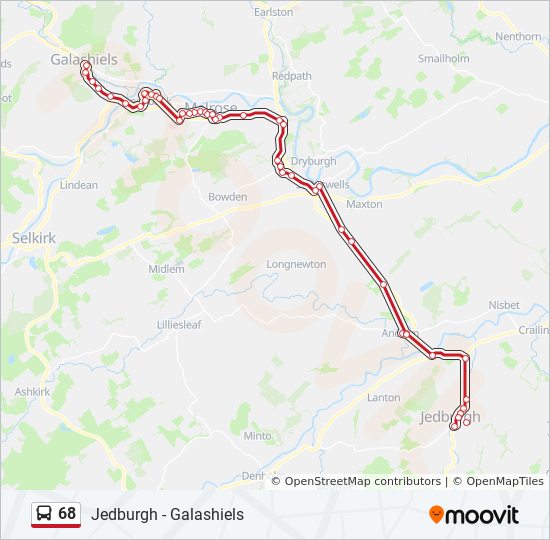 Bus 68 Route Map 68 Route: Schedules, Stops & Maps - Jedburgh (Updated)