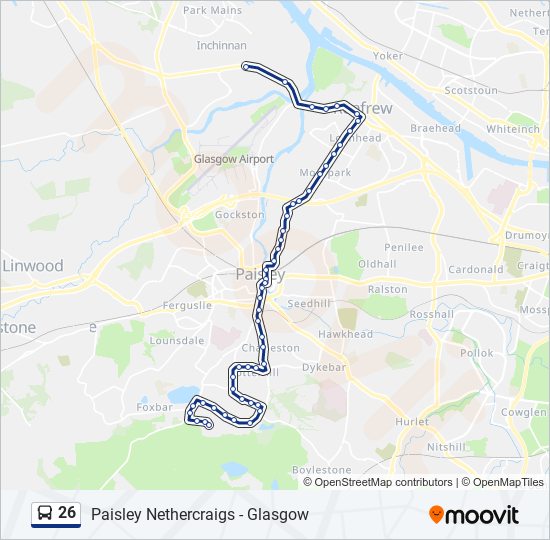 Bus 26 Route Map 26 Route: Schedules, Stops & Maps - Inchinnan (Updated)