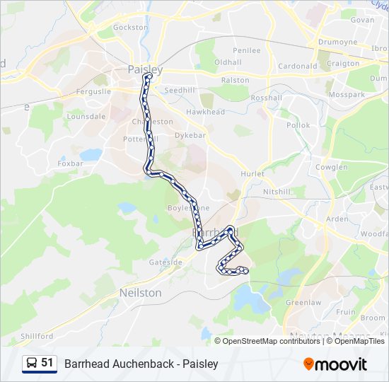 Bus 51 Route Map 51 Route: Schedules, Stops & Maps - Auchenback (Updated)