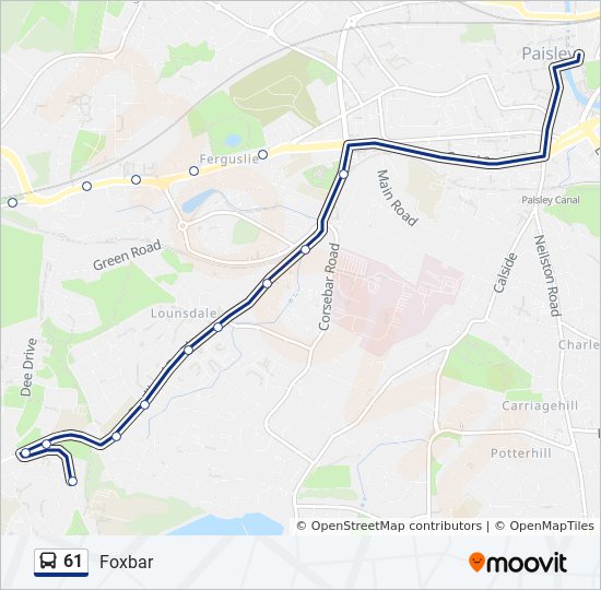 Bus 61 Route Map 61 Route: Schedules, Stops & Maps - Foxbar (Updated)