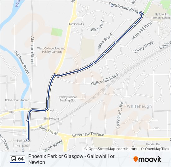 Bus 64 Route Map 64 Route: Schedules, Stops & Maps - Gallowhill (Updated)